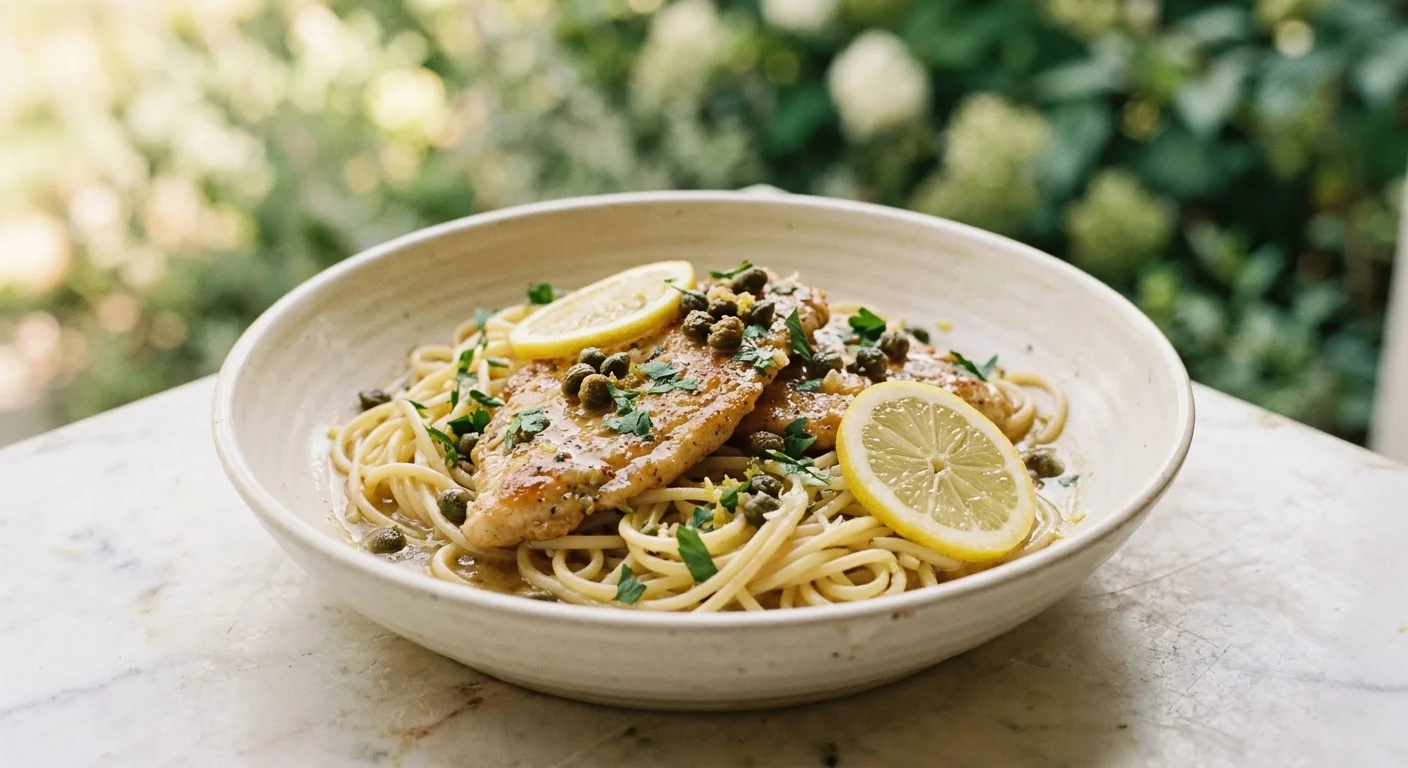 Chicken Piccata with Spaghetti