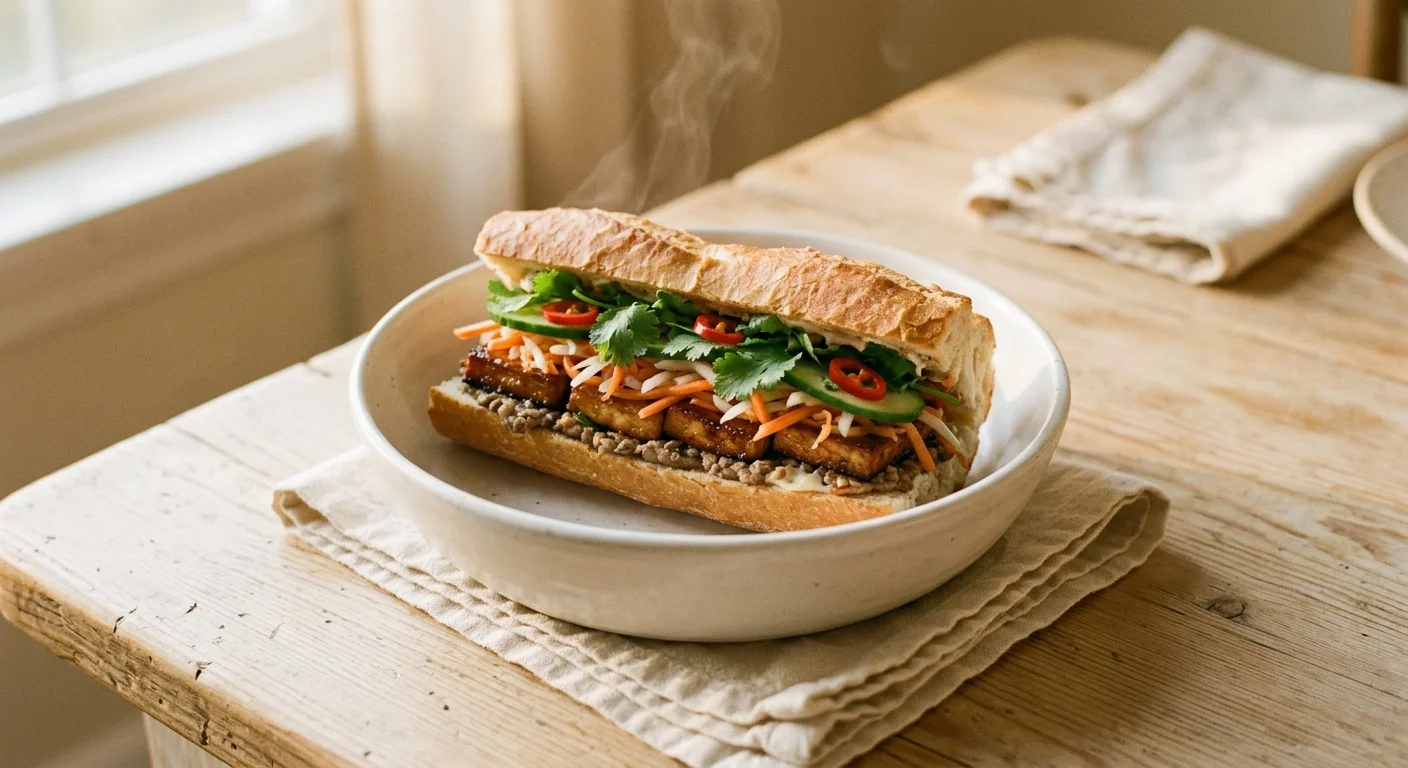 Vegetarian Bánh Mì with Glazed Tofu & Mushroom-Lentil Pâté