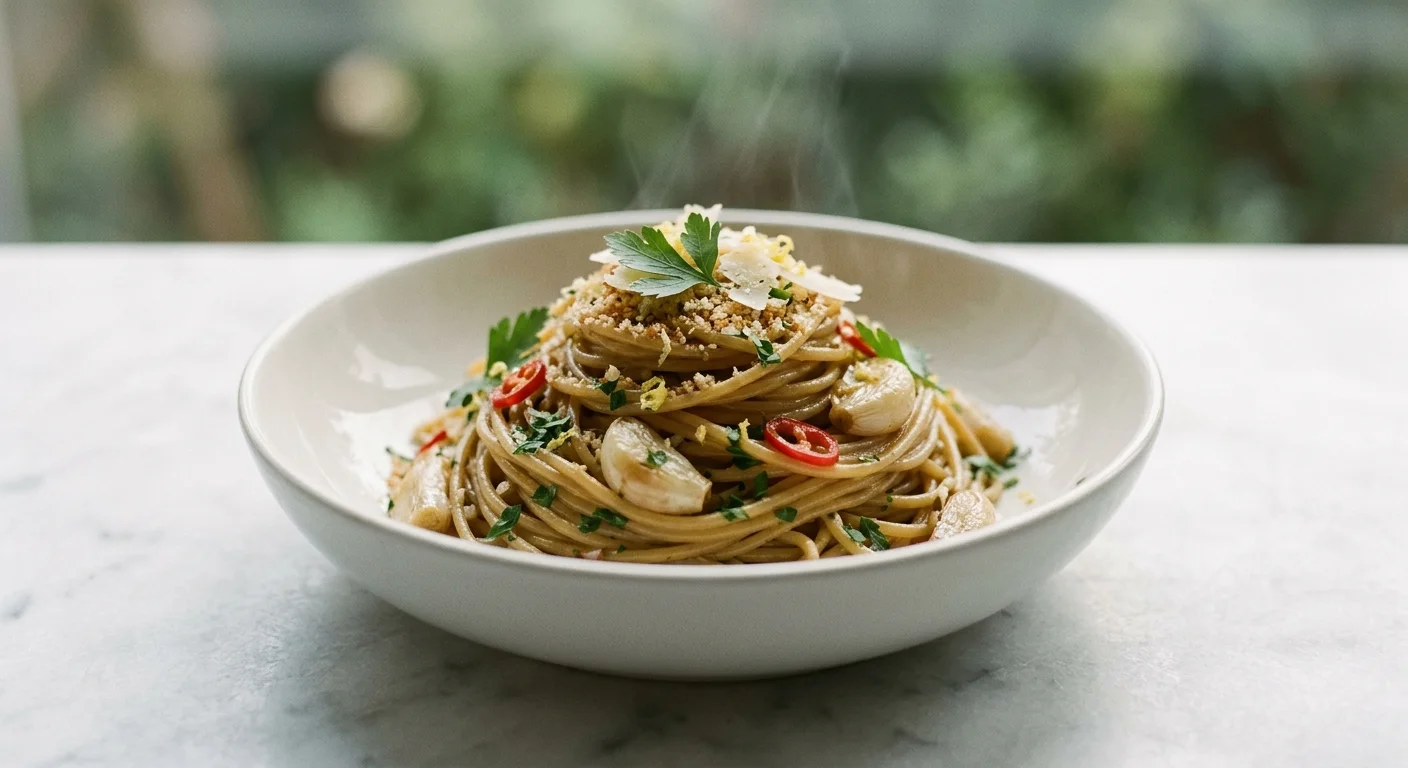 Bougie Spaghetti Aglio e Olio with Garlic Confit & Crispy Panko